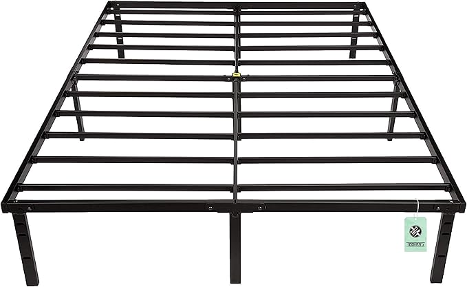 Amazon Basics Sturdy Heavy-Duty Non-Slip Platform Bed Frame, Full Size, Steel Slat Support, No Box Spring Needed, Noise Free, Easy Assembly, 14 Inch Storage Height, Black