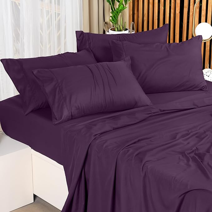 Utopia Bedding Full Size Sheet Set – 4 Piece Bed Sheets, Soft and Breathable Microfiber, Includes 1 Fitted Sheet, 1 Flat Sheet and 2 Pillowcases – Oeko Tex (Dark Purple)