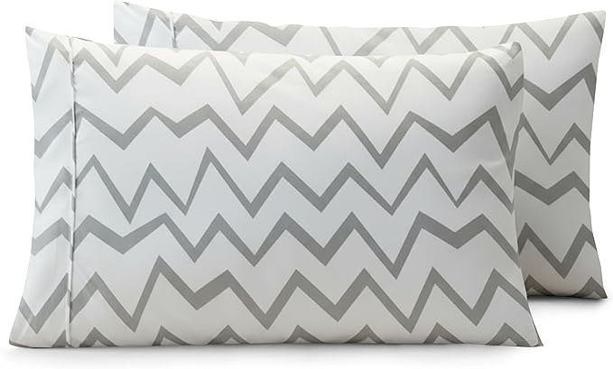 Elegant Comfort Luxury Ultra-Soft 2-Piece Pillowcase Set - 1500 Premium Hotel Quality Microfiber Double Brushed - Wrinkle Resistant, Standard/Queen, Chevron Pattern Gray