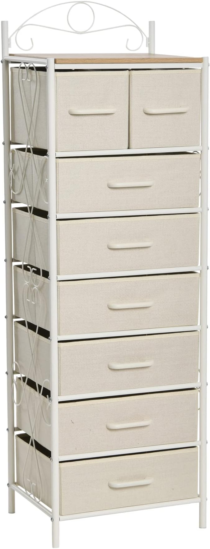 Household Essentials Coastal Oak and Iron 8-Drawer Dresser Tower