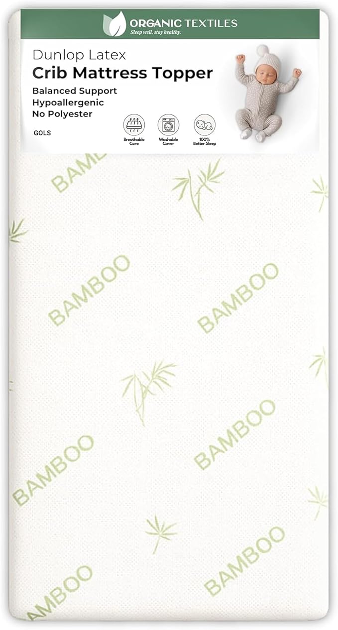 Organic Latex Baby Crib Mattress Topper with Rayon Derived from Bamboo Cover 2" Inch (Standard, 28"x52")
