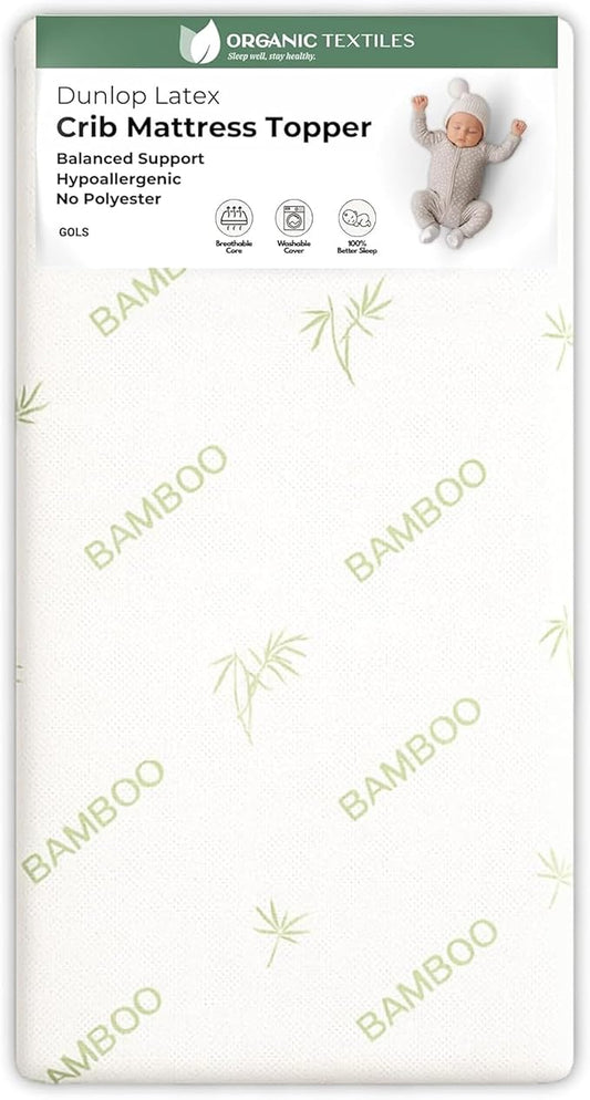 Organic Latex Baby Crib Mattress Topper with Rayon Derived from Bamboo Cover 2" Inch (Standard, 28"x52")
