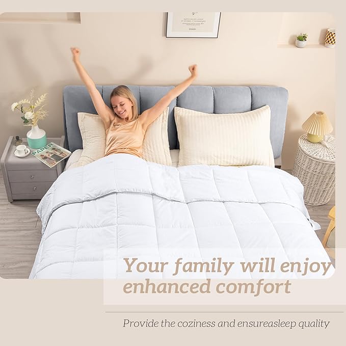 Homelike Moment California King Comforter - White Duvet Insert Down Alternative Bed Comforter, Lightweight Bedding Comforters Cal King Size Quilted Soft All Season White Square Embossed