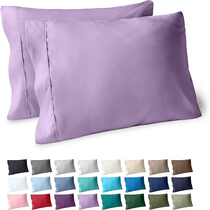 Bare Home Microfiber Pillow Cases - King Size Set of 2 - Cooling Pillowcases - Double Brushed - Lavender Pillowcases 2 Pack - Easy Care (King Pillowcase Set of 2, Lavender)