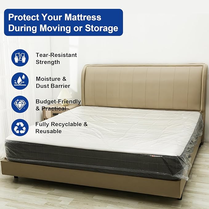 TopSoon Mattress Storage Bag Mattress Disposal Bag Full/Twin Size 54-Inch by 87-Inch Clear