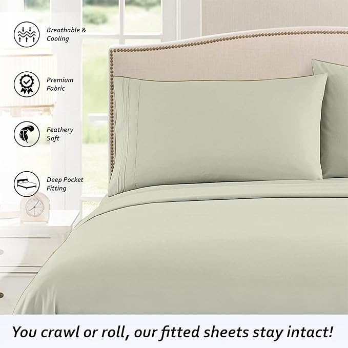 Full XL RV Camper Sheet Set (54x80) – 100% Egyptian Cotton, Soft & Cooling, 16” Deep Pocket Fitted Sheet, Luxury Hotel Quality Bedding for RVs, Campers & Motorhomes (Ivory Solid)