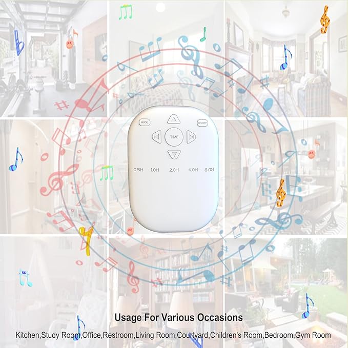 White Noise Sound Machine, Wireless Sound Machine with 36 Relaxing Sounds Including Nature Sounds and White Noise, Small Speaker for Home, Office, Hotel,Toilet, Travel. (White, Speaker and controller)