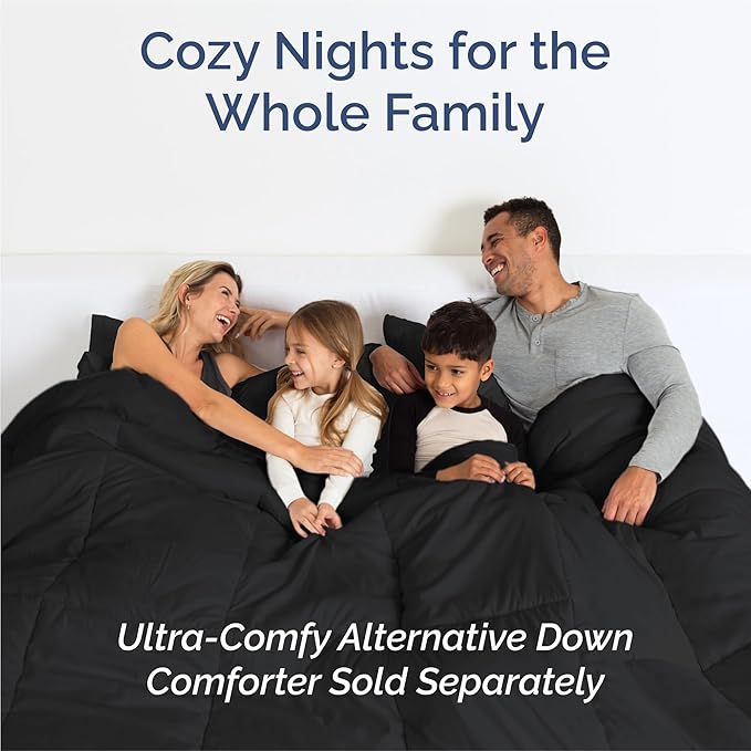 Split King 7 Piece Sheet Set - Comfy Breathable & Cooling - Hotel Luxury Bedding for Women, Men, Kids, Teens & Children - 1 Flat & 2 Fitted Sheets & 4 Pillowcases w/ Deep Pockets, Wrinkle Free - Black