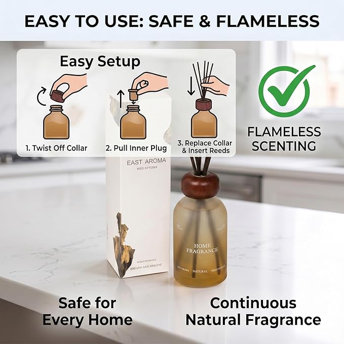 Reed Diffuser Set for Home 8.45 oz Scented Oil Diffuser with 6 Fiber Sticks, Smell Good Long Lasting Fragrance for Bathroom, Living Room, Office and Aromatherapy Gift (Citrus)