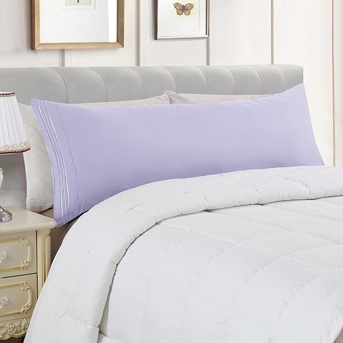 Elegant Comfort Luxury Ultra-Soft 1-Piece Body Pillowcase - 1500 Premium Hotel Quality Microfiber Double Brushed - Wrinkle Resistant, Body Pillowcase Size, Lilac