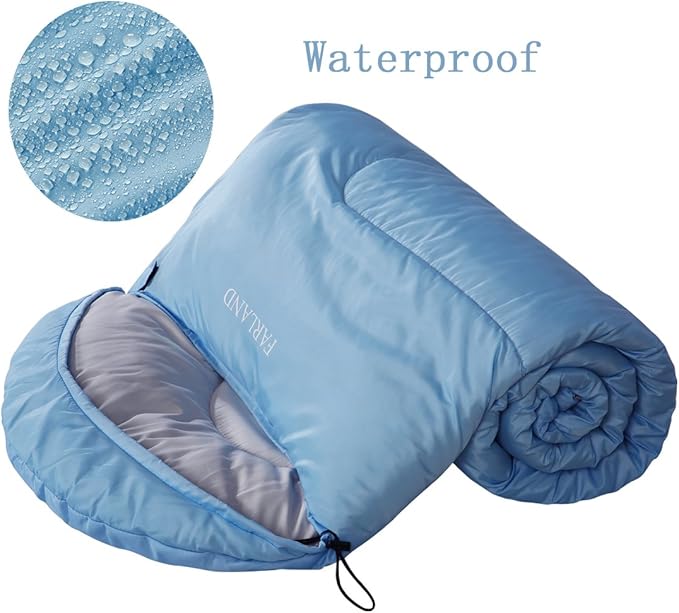 FARLAND Sleeping Bags for Adults, 3 Season Warm & Cool Weather, Lightweight Camping Sleeping Bag for Kids Family Camping Essentials with Compression Sack for Hiking