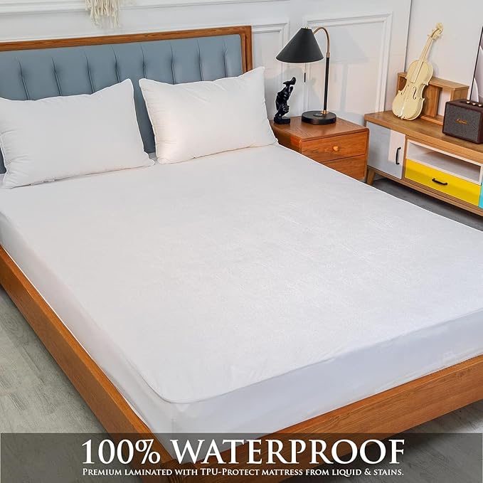 Cot Mattress Protector 25"x75" Waterproof, Terry Soft and Noiseless Mattress Protector Perfect for Daybed 25" X 75" Mattress/Narrow Twin/Cot Size/Rv Bunk/Camping Cot (White)