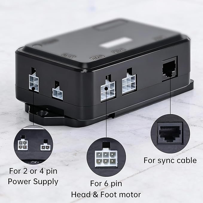 Richmat Adjustable Bed Control Box HJC25 Replacement with Wireless Remote, Head and Foot Recline Only