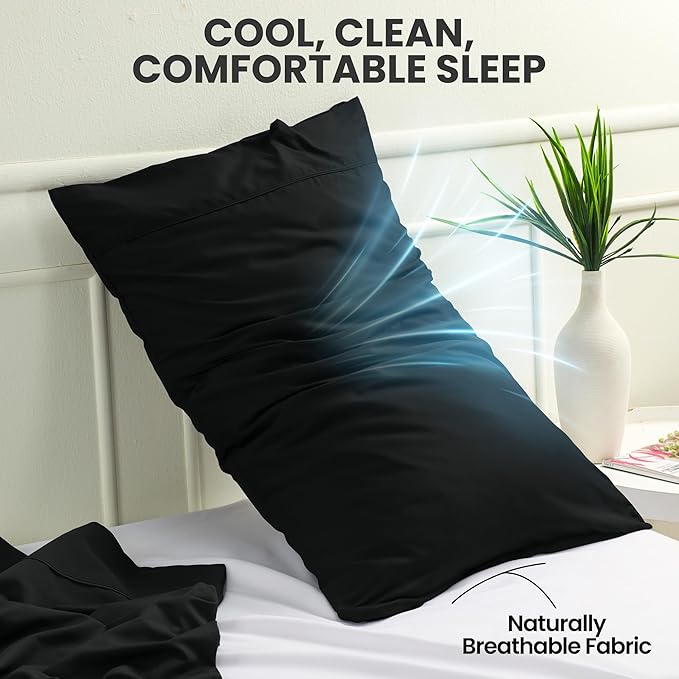 Utopia Bedding King Pillow Cases - 2 Pack - Envelope Closure - Soft Brushed Microfiber Fabric - Shrinkage and Fade Resistant Pillow Covers King Size 20 X 40 Inches (King, Black)