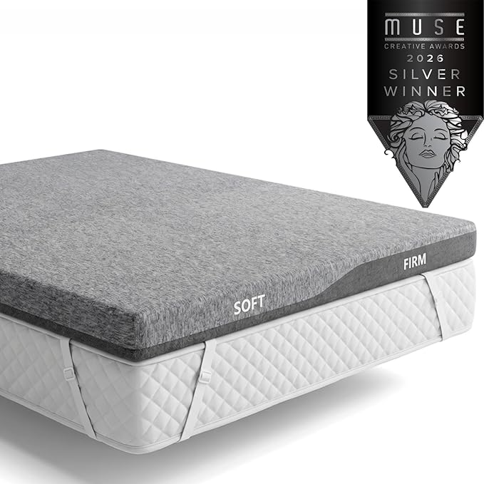 PERLECARE Half Soft & Half Firm Dual Firmness Mattress Topper King Size Bed, 3 Inch King Bed Topper, Premium Soft & Firm Supportive for Pressure Relief, Non-Slip & Removable, CertiPUR-US Certified