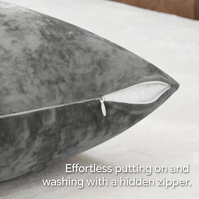 BEDELITE Velvet Body Pillow Cover with Zipper, Soft and Plush 20x54 Long Pillow Case, Velvety Smooth and Cozy Body Pillow Pillowcase for Bedroom and Couch, for All Seasons(Gray)