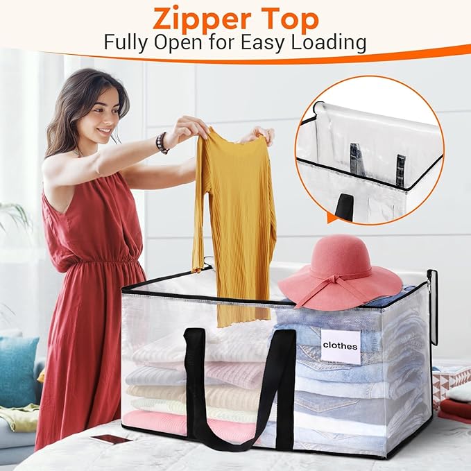 BlissTotes Moving Bags, 76L 2-Pack Storage Bags, Moving Box Heavy Duty Extra Large, Moving Totes with Zipper, Large Packing Bag with Reinforced Handles, Boxes for Packaging Moving