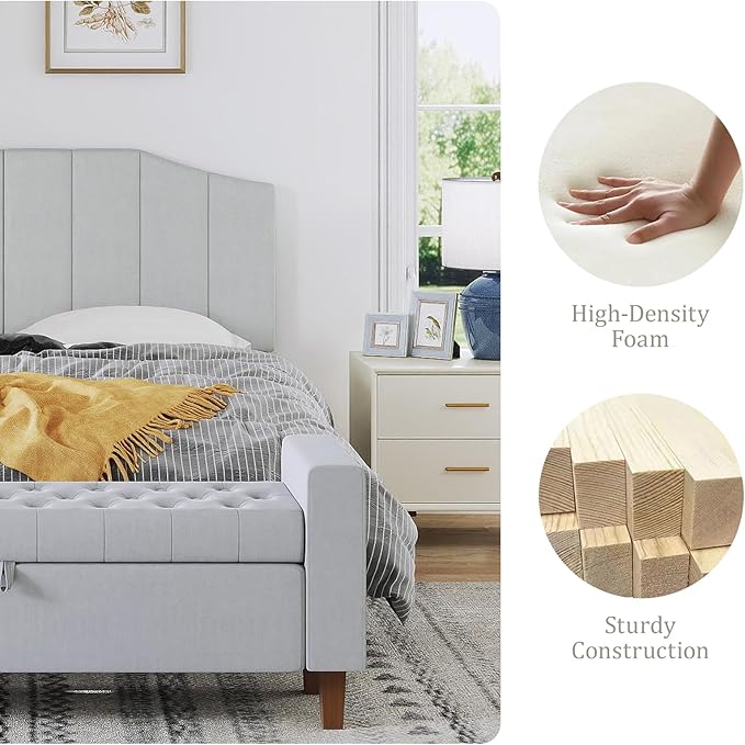 Furpopup Frosted Velvet Queen Size Headboard, Upholstered Headboard Queen/Full Size Wall Mount and Bed Frame Mount, Featuring High-Density Sponge Padding Easy Assembly Comfort Style-Light Gray
