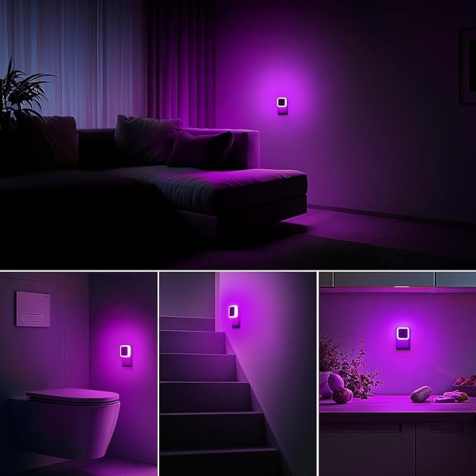 Sujeet Night Light, Night Lights Plug into Wall 4-Pack, Pink Plug in Night Light, Dusk to Dawn Night Lamp Led Night Lights for Bedroom, Bathroom, Hallway