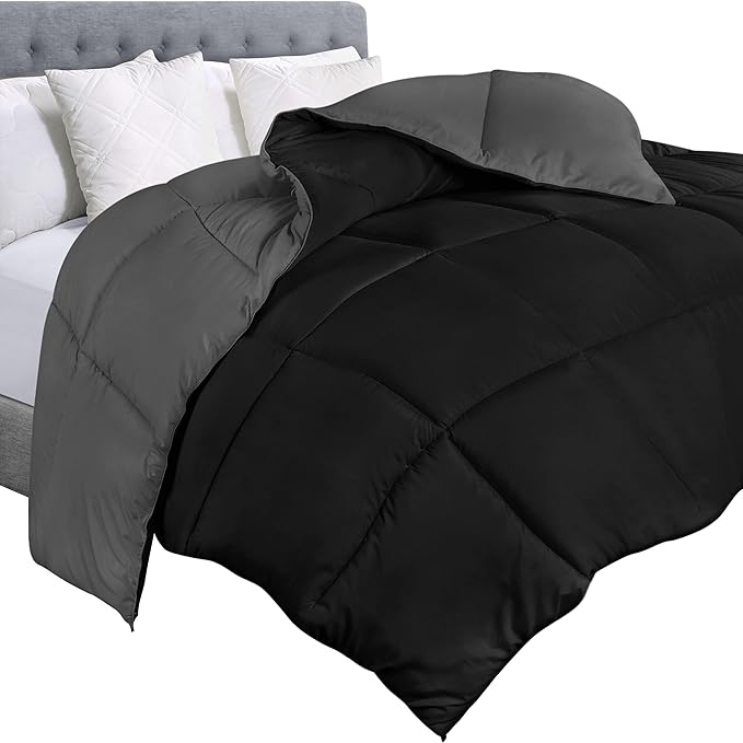 Utopia Bedding Twin Comforter Duvet Insert, Quilted Black Comforter with Corner Tabs, Box Stitched Down Alternative Comforters Twin Size 64 x 88 inches