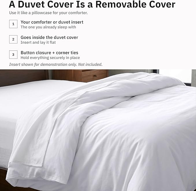 California Design Den Twin XL/Twin Duvet Cover Only - Winner Good Housekeeping Best Bedding Awards 2025, Premium 400 Thread Count Sateen, 100% Cotton Duvet Cover, Button Closure & Corner Ties - White