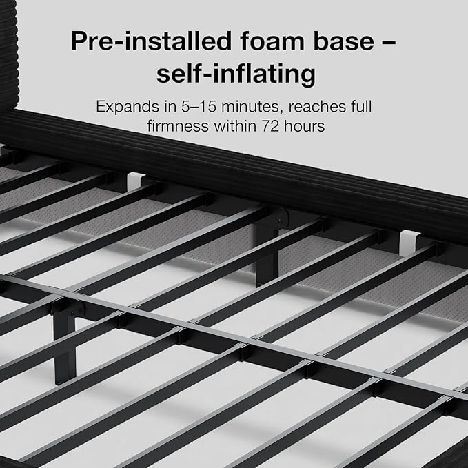 Novilla Queen Size Bed Frame, Plush CloudSoft Bed, Corduroy Upholstered Platform Bed Frame with Headboard, Easy Assembly, No Box Spring Needed, Modern Soft Bed Frame, Black