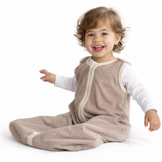 Baby Deedee Sleep Nest Lite - Baby Sleep Sack 0.6 TOG 18-36 Months, Sleeping Bag with Soft Cotton & Patented Shoulder Snaps, Toddler Wearable Blanket for Boys & Girls, Mocha Heather