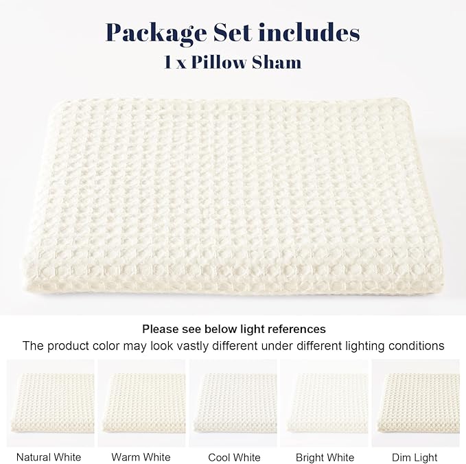 PHF Ultra Soft Waffle Weave Body Pillowcase with Zipper, No Insert, 1Pack 20" x 54" Pillow Sham, Breathable & Skin-Friendly Body Pillow case, Stylish Decorative Bed Pillow Cover, Coconut White