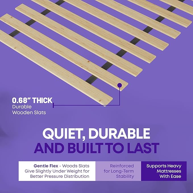 Greaton, Wooden Full Bed Slats for Support Under Mattress – Replacement Wood Slats for Full Size Bed Frame – Under Mattress Support Without Extra Height – 2.38 Standard Width