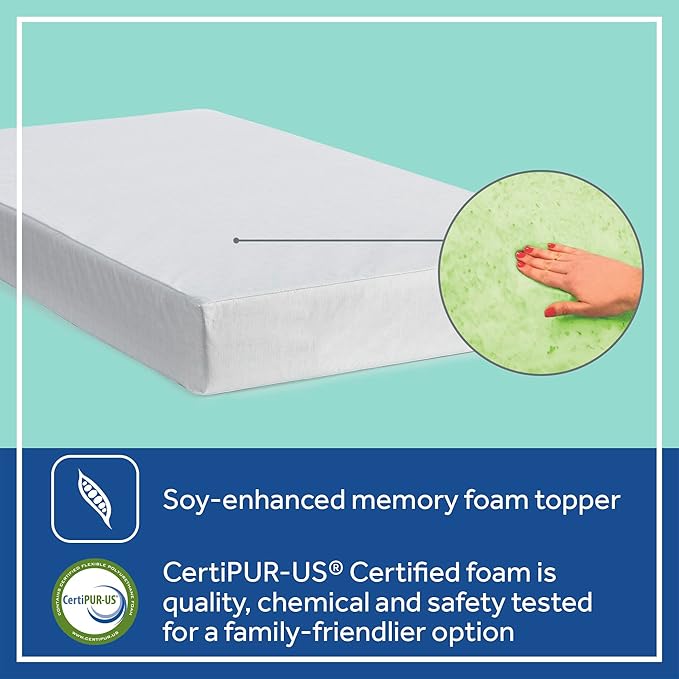 Sealy Baby Butterfly Antibacterial 2 Stage Waterproof Crib Mattress Plus Toddler Bed Fit, Ultra Firm Orthopedic Foam, GREENGUARD Gold Certified, Safety & Quality Tested, Made in USA, 52"X28"