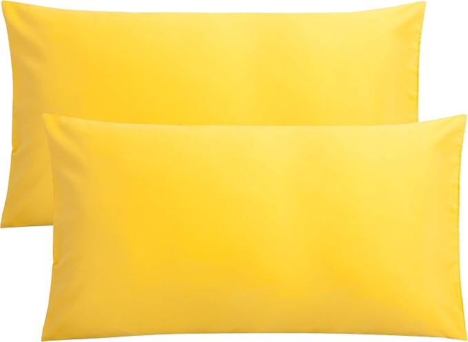 FLXXIE King Pillow Cases Set of 2, Soft Microfiber Pillow Covers with Envelope Closure, Wrinkle, Fade and Stain Resistant Pillowcases, 20x36, Yellow