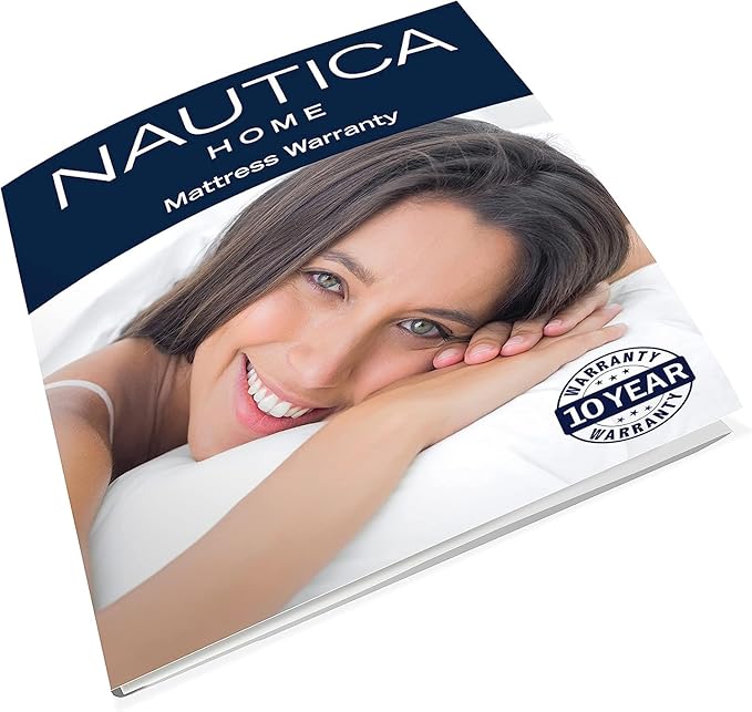 Nautica Home Invigorate 10" Medium-Plush Gel Memory Foam Mattress with Cooling Air Flow and Pressure Relieving Foam Layers, Bed-in-a-Box, Queen White