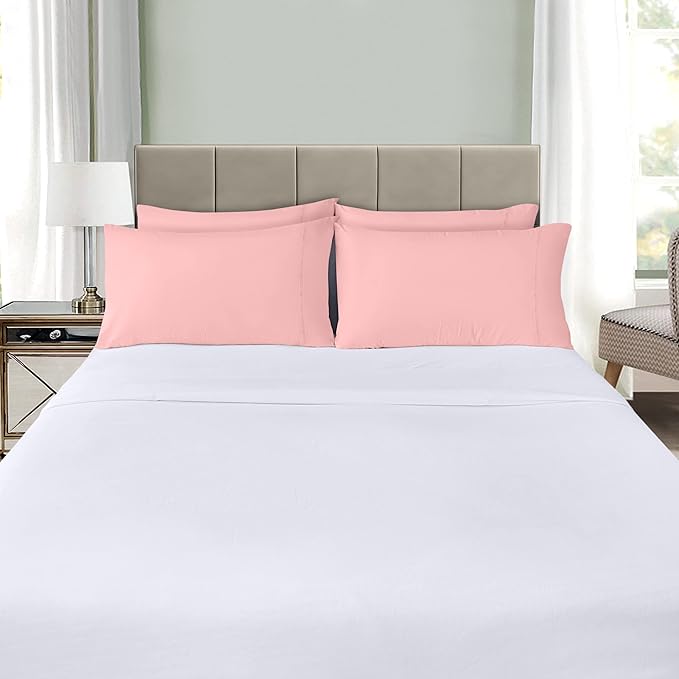 Utopia Bedding King Pillow Cases - 4 Pack - Envelope Closure - Soft Brushed Microfiber Fabric - Shrinkage and Fade Resistant Pillow Covers King Size 20 X 40 Inches (King, Pink)