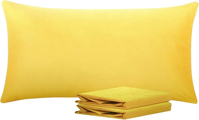 NTBAY King Pillowcase Set - 2 Pack Brushed Microfiber 20x40 Pillowcases - Soft, Wrinkle-Free, Fade-Resistant, Stain-Resistant, Yellow Pillowcases with Envelope Closure - 20x40 Inches, Yellow
