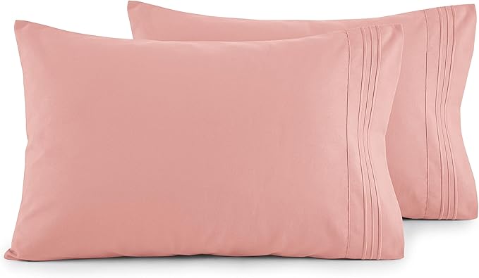 Elegant Comfort Luxury Ultra-Soft 2-Piece Pillowcase Set - 1500 Premium Hotel Quality Microfiber Double Brushed - Wrinkle Resistant, Standard/Queen, Dusty Rose