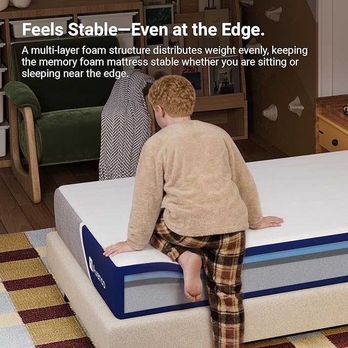 Avenco 5 Inch Twin Mattress with Open-Cell Foam for Breathable Comfort, Gel Memory Foam Twin Size Mattresses with Removable Cover, CertiPUR-US Certified Mattress in a Box