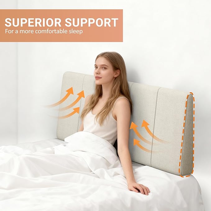 Twin Size Headboard Only-No Assembly, Upholstered Headboard Twin Size Linen Fabric Modern Style Headboards Extra-Thick, Beige