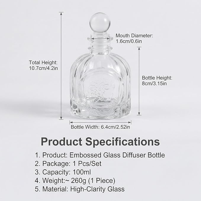 100ml/3.3oz Clear Glass Diffuser Bottle with Women Head Pattern, Multifunction Aromatherapy & Home Decor, 1PC