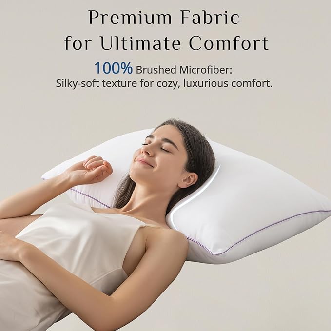 JOLLYVOGUE Pillows King Size Set of 4, Washable Supportive Bed Pillows with Super Soft Down Alternative Fill, Luxury Fluffy Hotel Quality for Side, Back, and Stomach Sleepers