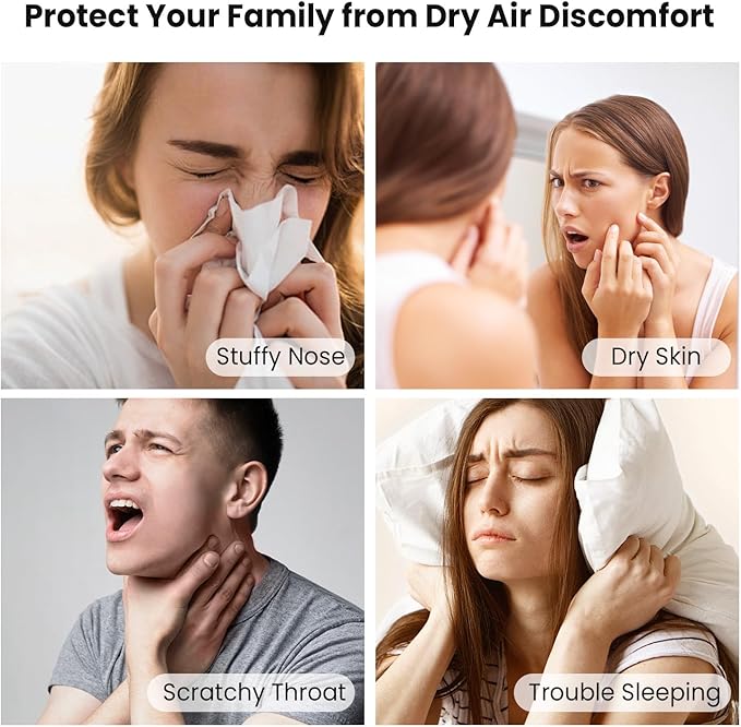 Humidifiers for Bedroom Large Room Home - GloryAir 6L Quiet Top Fill Cool & Warm Mist Humidifier with Smart Humidity Control, Remote Control, 7-Color Light, Humidistat, Oil Diffuser