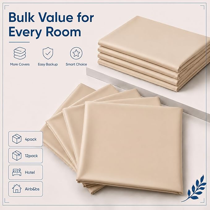 ZPECC Pillow Cases Queen Size Set of 4, 20x30 Envelope Closure Pillowcases, Soft Plain Brushed Microfiber Covers Hypoallergenic Breathable, Beige