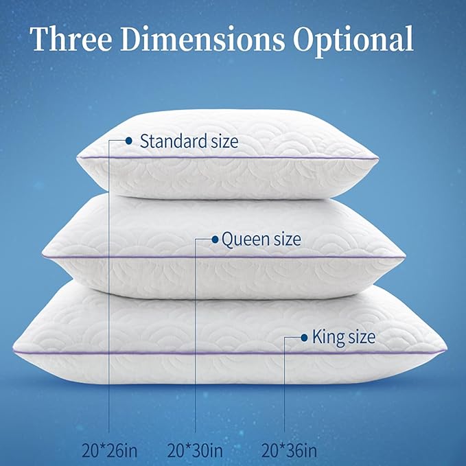MOLCLCUY Memory Foam Pillows Standard Size Set of 2 Adjustable Cool Pillow for Side Back Stomach Sleepers Luxury with Washable Cover