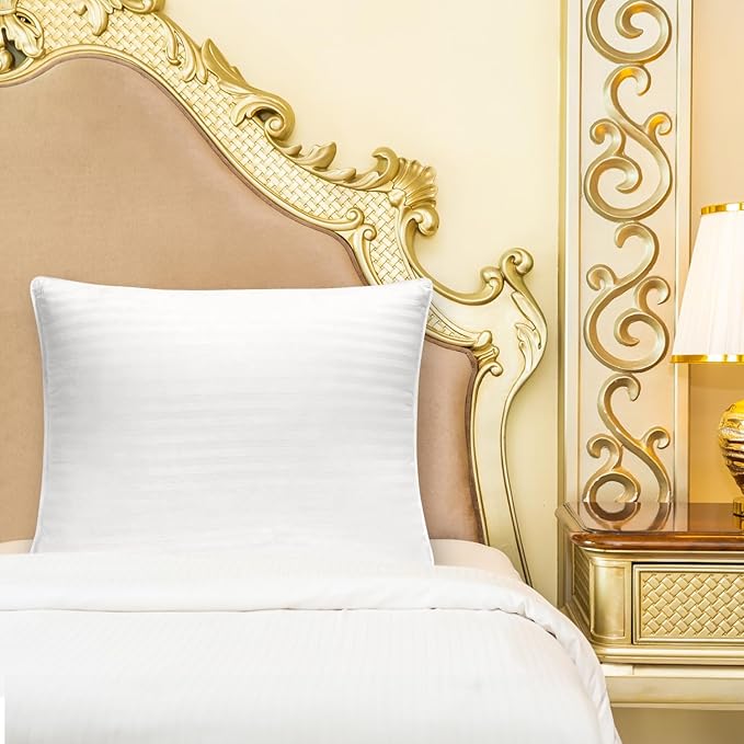 Washable Down and Feather Pillows Queen Size - Premium Soft Pillow Authentic Canadian White Goose Down, 650 Fill Power, 100% Cotton Cover for Luxury Experience - Includes Pillow Case.