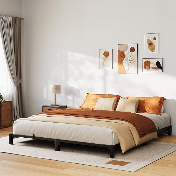 GarveeHome 6 Inch Full Bed Frame, Heavy Duty Metal Platform Bed Frame with Iron Slat Support, No Box Spring Needed, Tool-Free Assembly, Supports 800 Lbs