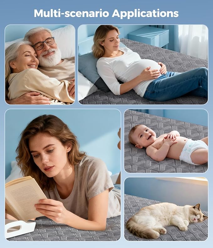Waterproof Mattress Protector Full Size, Soft Breathable Mattress Pad with Deep Pocket 8"-21", Noiseless 3D Air Fabric Cooling Mattress Cover for Bed, Machine Washable, Grey