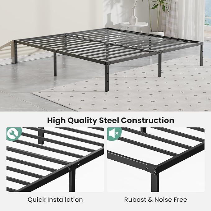 OLIXIS King Bed Frame, Heavy Duty Sturdy 12 Inch Metal Platform Bed Frames, Enhanced Stability & Noise-Free, Under-Bed Storage, No Box Spring Needed, Easy Assembly