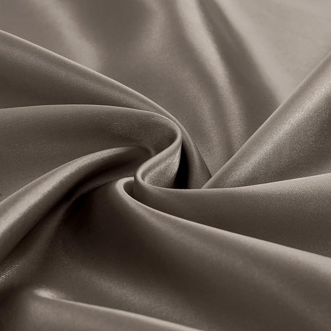 Homiest 4pcs Satin Sheets Set Luxury Silky Satin Bedding Set with Deep Pocket, 1 Fitted Sheet + 1 Flat Sheet + 2 Pillowcases (King Size, Tinfoil Brown)