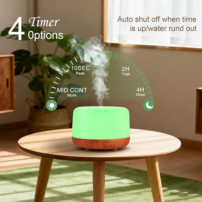 Marchred 300ML Essential Oil Diffuser, Small Aromatherapy Diffuser with Remote, 7-Color LED Light, 4 Timer Settings, Safe Auto-Off, for Bedroom, Desk, Home Office
