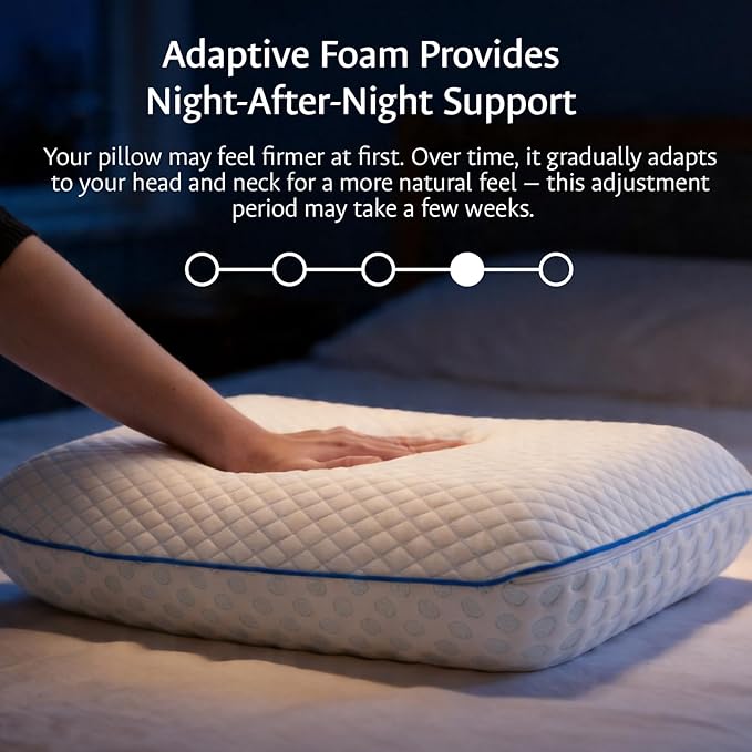 Cooling Gel Memory Foam Pillows for Sleeping Standard Size, Bamboo Rayon Bed Pillow for Back Side Sleeper, Medium Firm Contoured Support for Neck Shoulder Pain Relief, Washable Breathable Dorm Twin XL