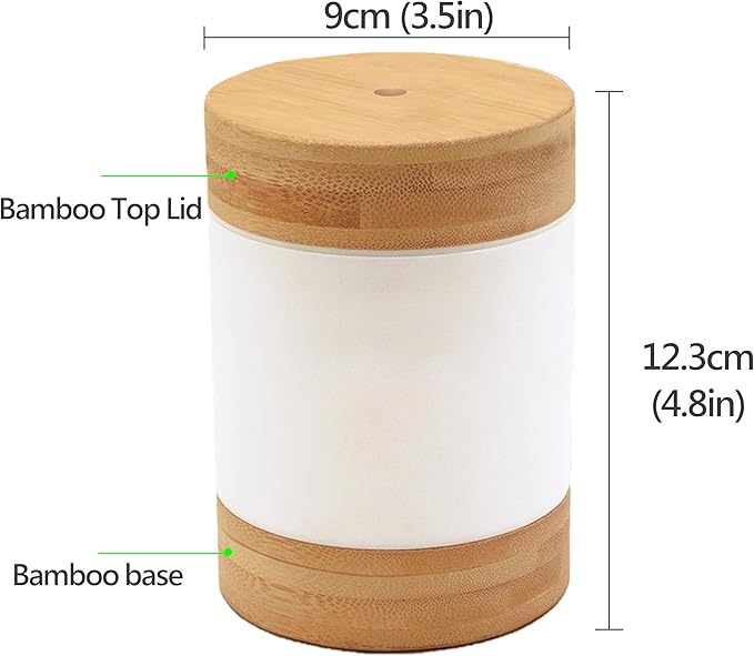Bamboo Cool Mist Humidifier with Phone Stand, 400ml Ultrasonic Mini Humidifier, Quiet Desktop with Dual LED Night Light, USB-C Portable, Auto Shut-Off for Bedroom, Office, Travel